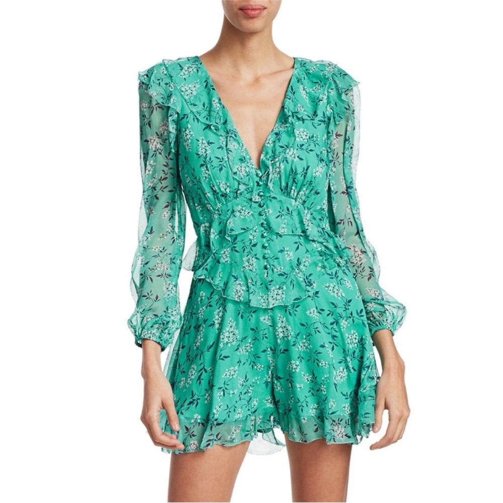 Zimmerman Moncur Ruffled Romper in Turcquoise